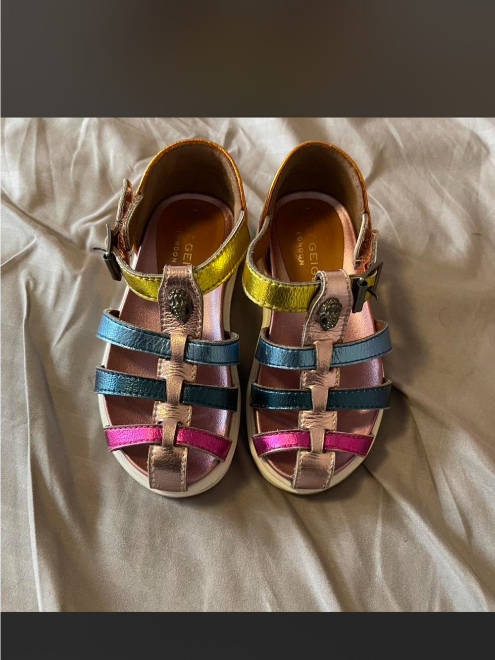 Kurt Geiger Kids Metallic Multi-Strip Gladiator Sandals - Pink, Blue, Yellow